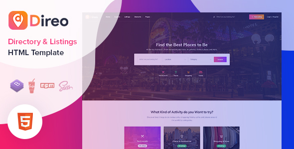 Introducing Direo: Boost Your Business with this Attractive Directory & Listing HTML Template