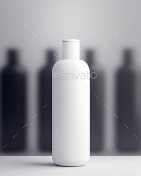 r products to show advantages. Cosmetic package collection for cream, foams, shampoo.