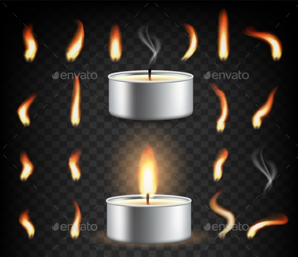 Tea Light Candle Set, Vector Illustration Isolated