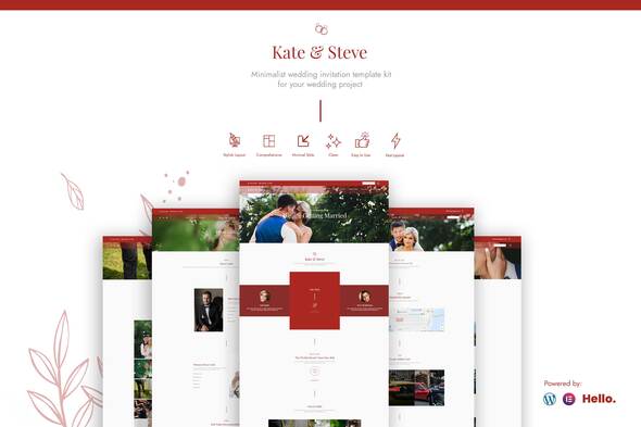 Kate & Steve - Wedding Invitation Elementor Template Kit