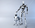 Robot and his dog posing on a light gray background - PhotoDune Item for Sale