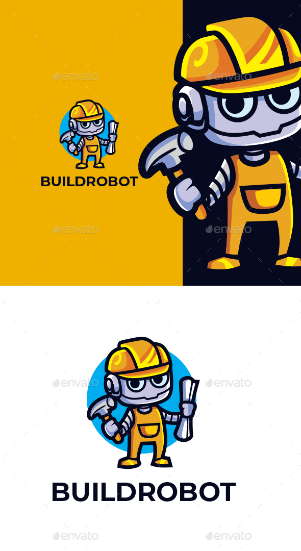 Cartoon Builder Robot Character Mascot Design