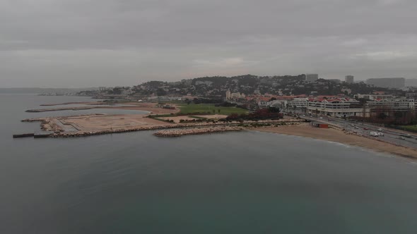 Flying over Marseille beautiful coastline. France 2020