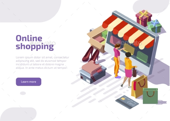 Online Shopping Isometric Landing Page