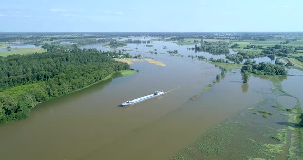 Aerial view of river IJssel, Veessen, The Netherlands.