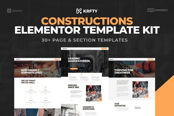 KRAFTY - Construction & Industry Elementor Template Kit