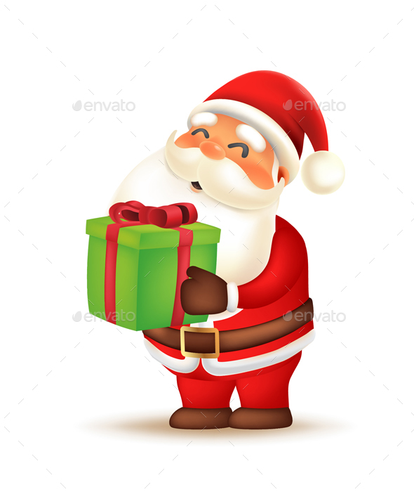 Santa Claus Carrying Gift Box