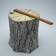 Tree Trunk and classic axe - 3DOcean Item for Sale