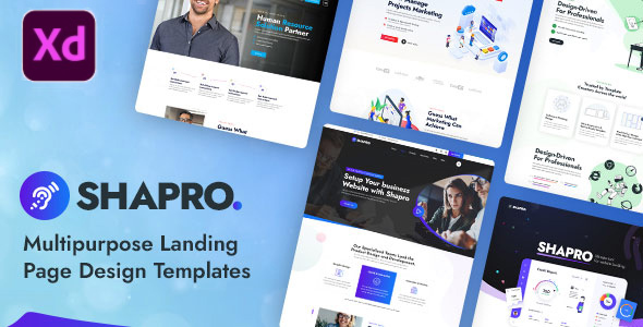 Shapro - Multipurpose Landing Page Design XD Templates