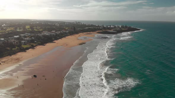 Aerial drone view of Bargara beach, Queensland, Australia