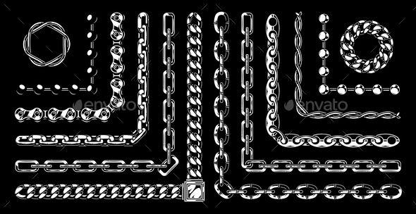 Vintage set of chains pattern brushes