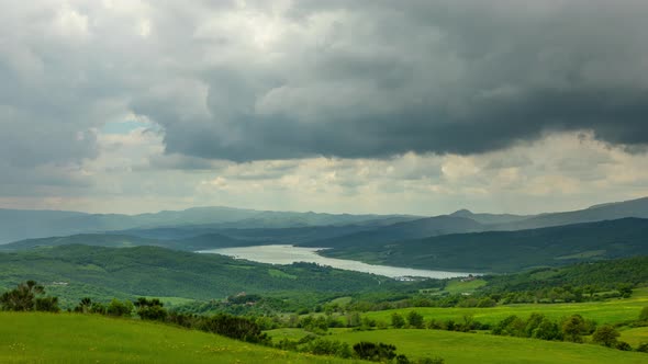 Time lapse of the clouds over the hills of Tuscany Italy