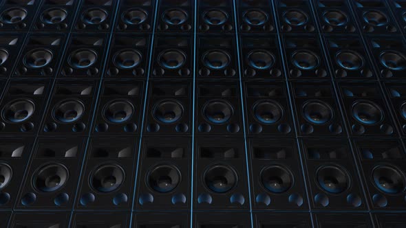 4K Blue Audio Speakers Background Seamless Loop