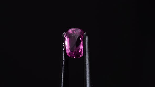 Natural Pink Spinel Gem Stone on the Turning Table