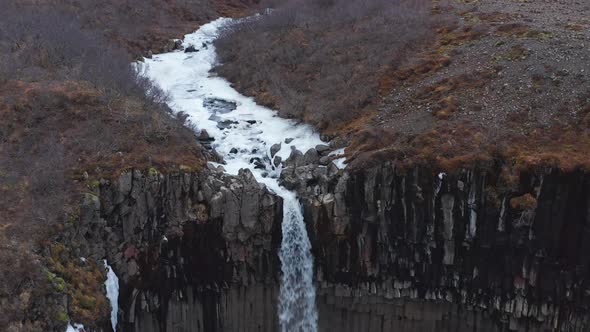 Svartifoss Waterfall and Basalt Lava Columns Epic Landscape