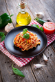 Spaghetti with eggplant, zucchini, paprika and tomato sauce - PhotoDune Item for Sale