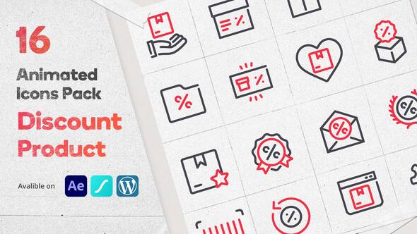 Discount Product 16 Animated Icons Pack - Wordpress Lottie Json Animation SVG