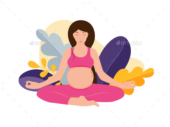 Young Beautiful Pregnant Woman Doing Yoga