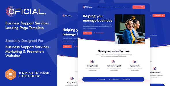 Oficial Business Support Services HTML Landing Page Template