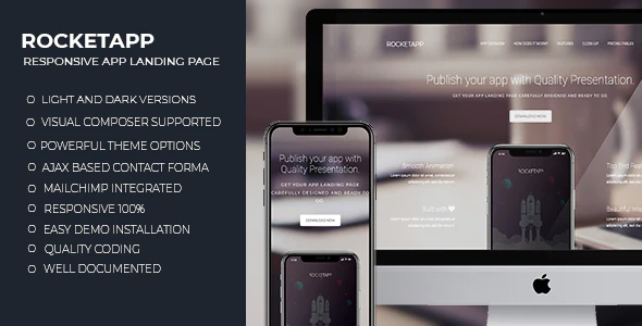 Rocket App - Responsive App Landing WordPress Theme