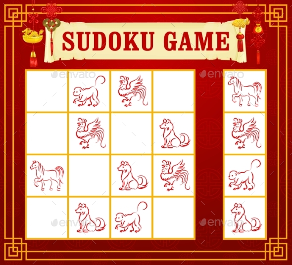 Zodiac Animal Sudoku Game, Puzzle or Riddle