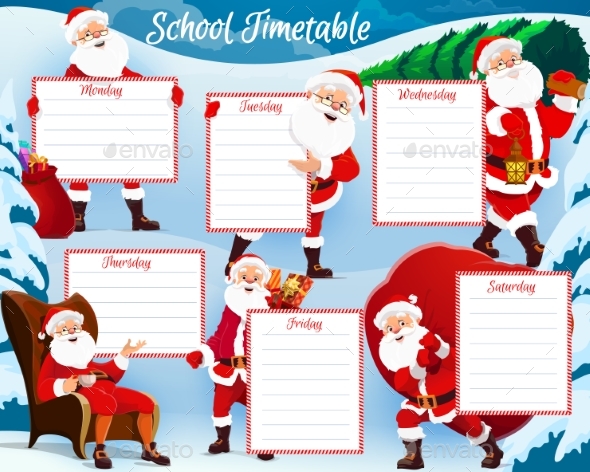 Christmas Holidays Kids Planner, School Timetable