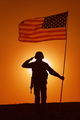 USA Soldier with flag saluting on sunset horizon - PhotoDune Item for Sale