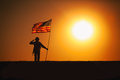USA Soldier with flag saluting on sunset horizon - PhotoDune Item for Sale