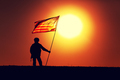 USA army soldier with flag on sunset background - PhotoDune Item for Sale