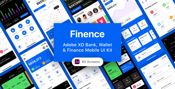 Finence - Adobe XD Bank, Wallet & Finance Mobile UI Kit