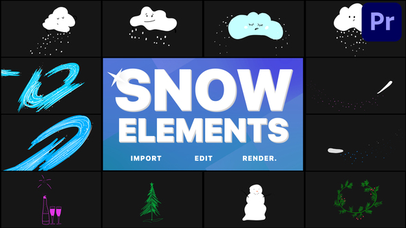 Cartoon Snow Clouds | Premiere Pro MOGRT