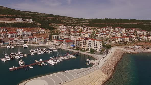 Pier with Moored Yachts in Lustica Bay