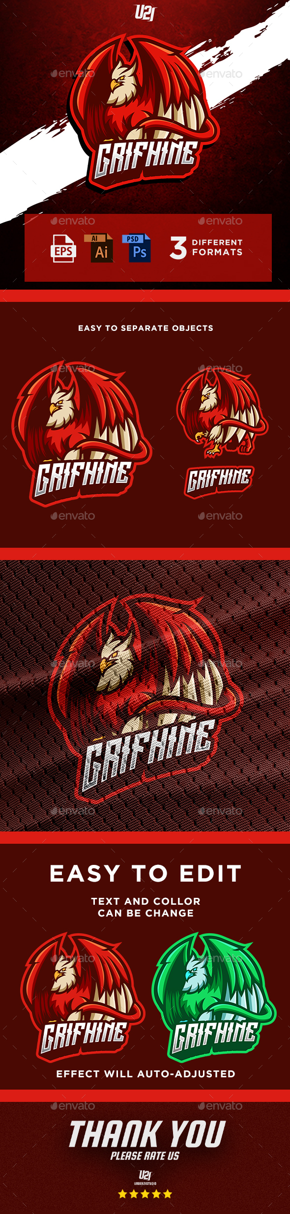Grifhine Gaming Mascot For Esports