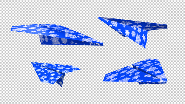 Xmas Plane Origami - White Snowflakes on Blue Paper - Pack of 4 alt
