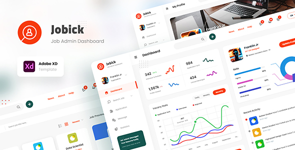 Jobick - Hiring Admin Dashboard Template XD