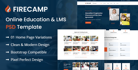 Firecamp - Education PSD Template