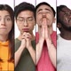 Multiscreen Collage of Diverse Young People Praying Pleading for Help - VideoHive Item for Sale