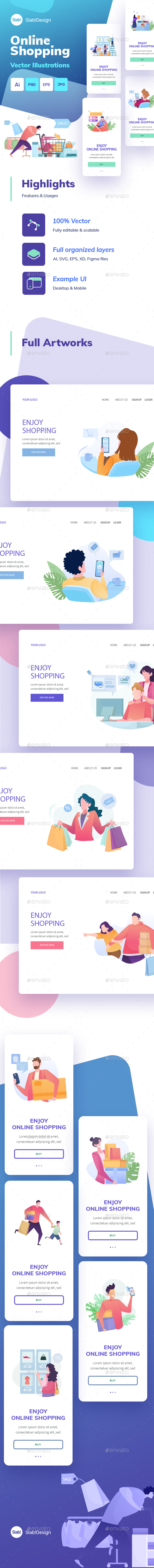 Online Shopping Flat Illustration