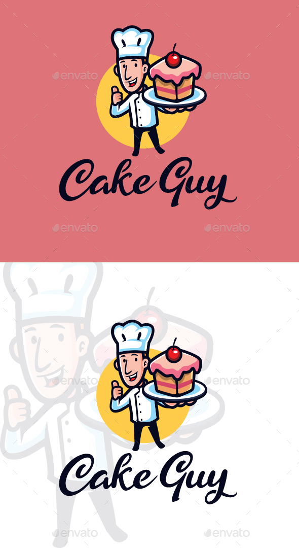 Cartoon Cake Chef Character Logo Templates