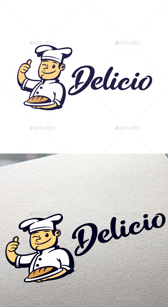 Retro Vintage Bread Chef Character Mascot Logo