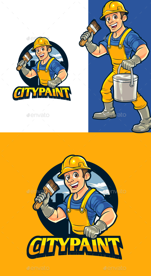 City Painter Mascot Logo Templates