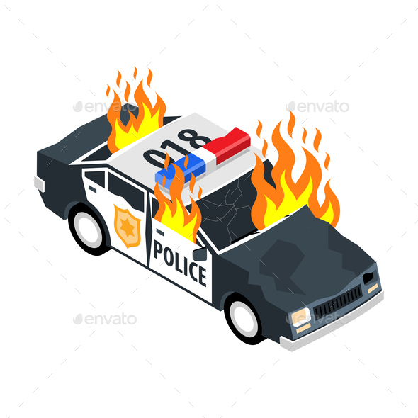 Burning Car Illustration