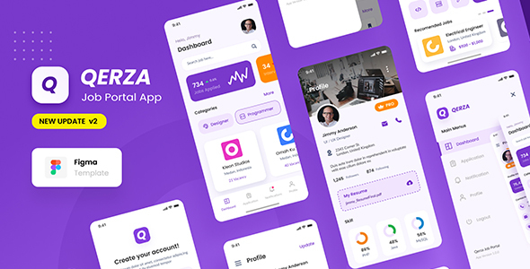 Qerza - Job Portal iOS App Design Figma Template