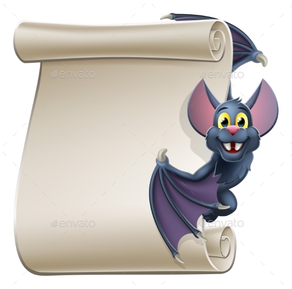 Halloween Vampire Bat Cartoon Character Scroll
