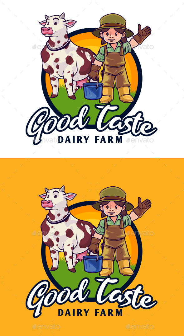 Cartoon Dairy Milk Mascot Logo