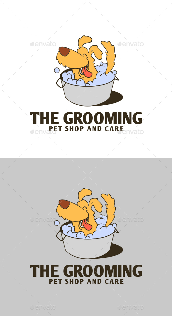 Retro Vintage Dog Grooming Pet Shop & Care Logo