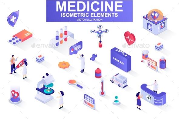Medicine Isometric Design Elements