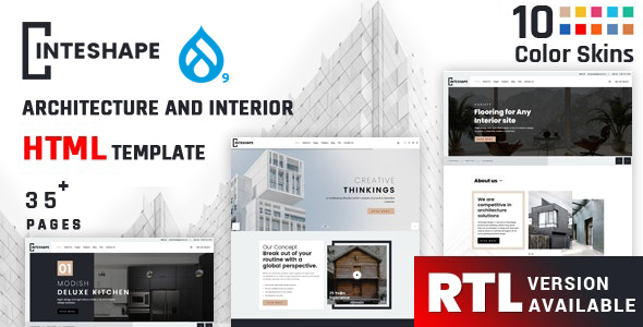 Inteshape - Architecture and Interior RTL Drupal 9 Theme