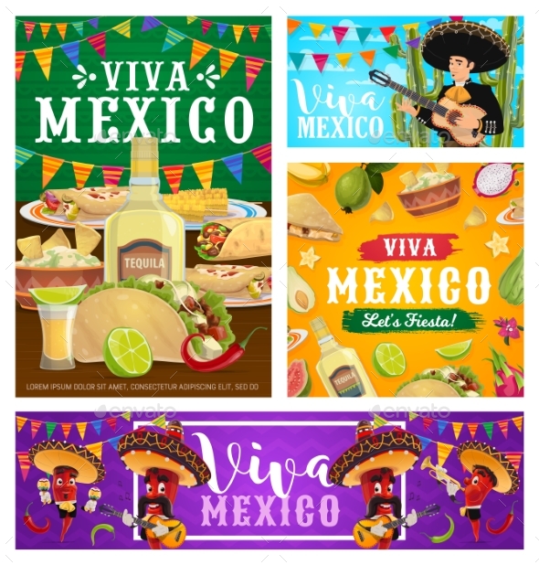 Viva Mexico Banners Fiesta Party Food Drink