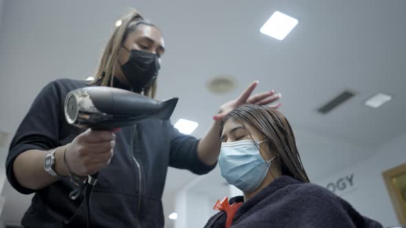 Latina Getting Hair Dried in Slow Motion